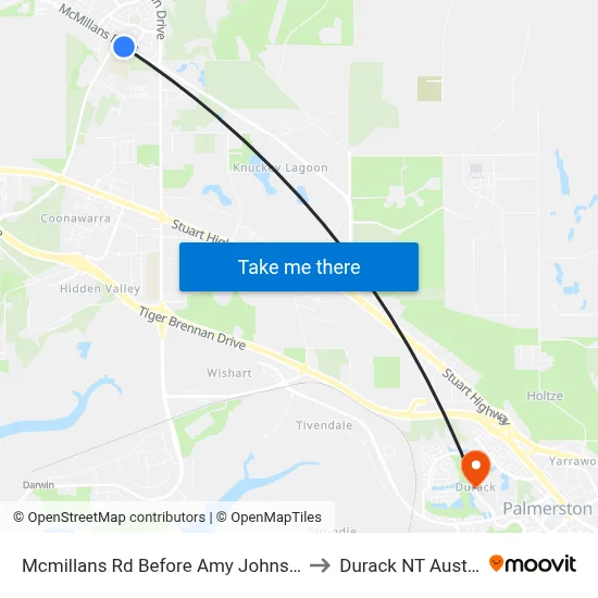 Mcmillans Rd Before Amy Johnson Ave to Durack NT Australia map
