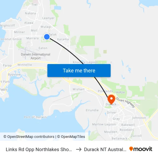 Links Rd Opp Northlakes Shops to Durack NT Australia map