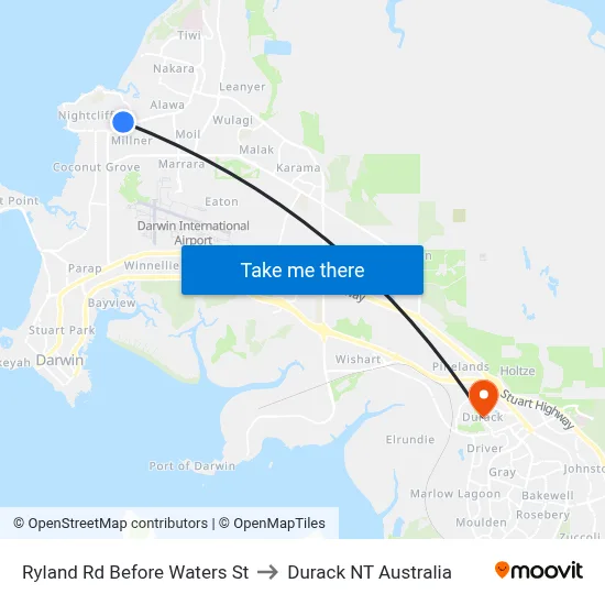 Ryland Rd Before Waters St to Durack NT Australia map