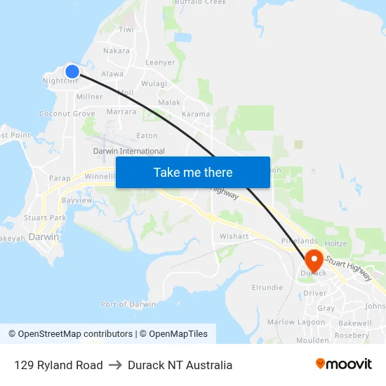 129 Ryland Road to Durack NT Australia map