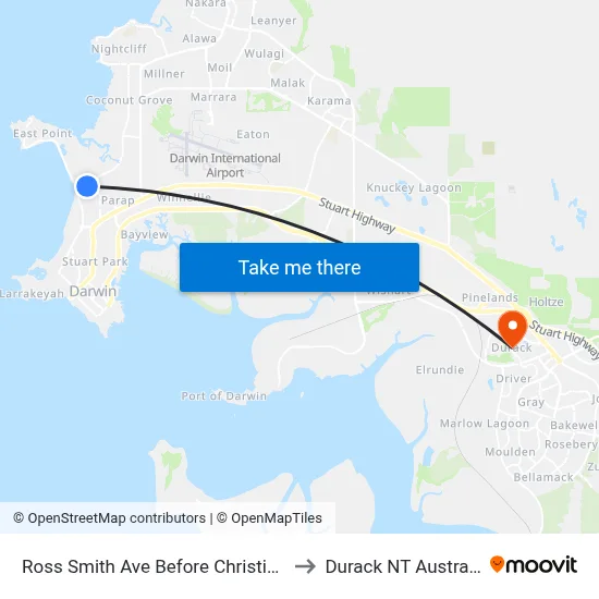 Ross Smith Ave Before Christie St to Durack NT Australia map