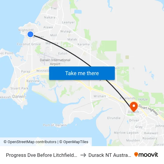 Progress Dve Before Litchfield Ct to Durack NT Australia map