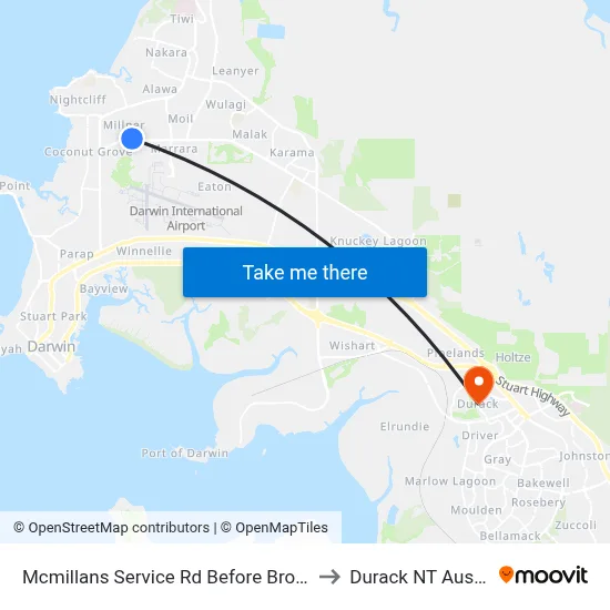 Mcmillans Service Rd Before Brooking St to Durack NT Australia map
