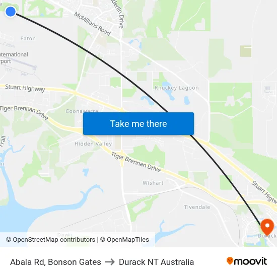 Abala Rd, Bonson Gates to Durack NT Australia map