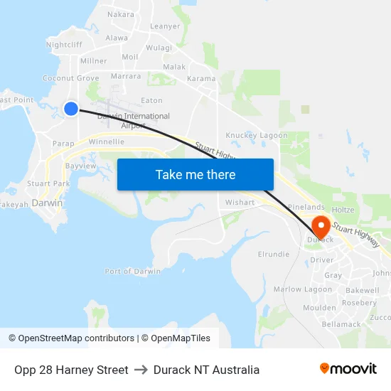 Opp 28 Harney Street to Durack NT Australia map