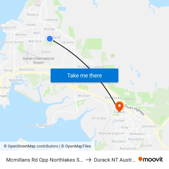 Mcmillans Rd Opp Northlakes Shops to Durack NT Australia map