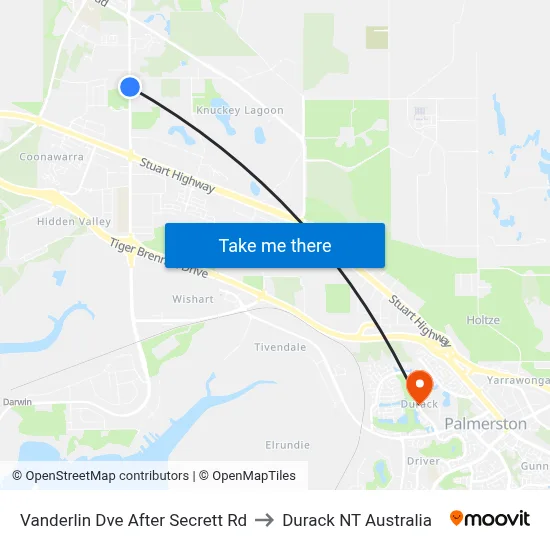 Vanderlin Dve After Secrett Rd to Durack NT Australia map