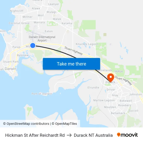 Hickman St After Reichardt Rd to Durack NT Australia map