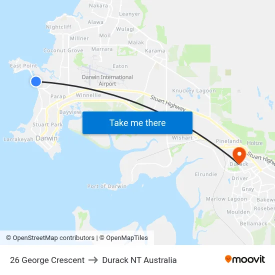 26 George Crescent to Durack NT Australia map