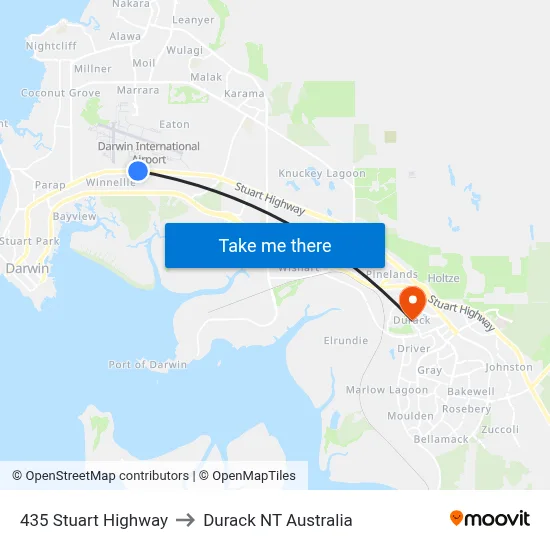 435 Stuart Highway to Durack NT Australia map