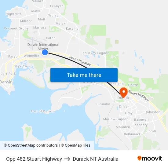 Opp 482 Stuart Highway to Durack NT Australia map