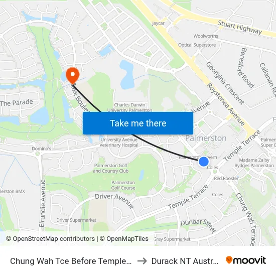 Chung Wah Tce Before Temple Tce to Durack NT Australia map