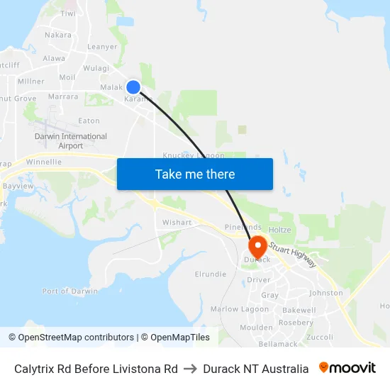 Calytrix Rd Before Livistona Rd to Durack NT Australia map