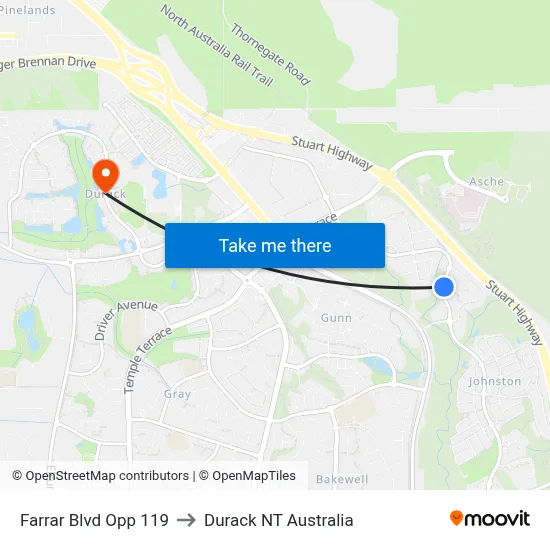 Farrar Blvd Opp 119 to Durack NT Australia map