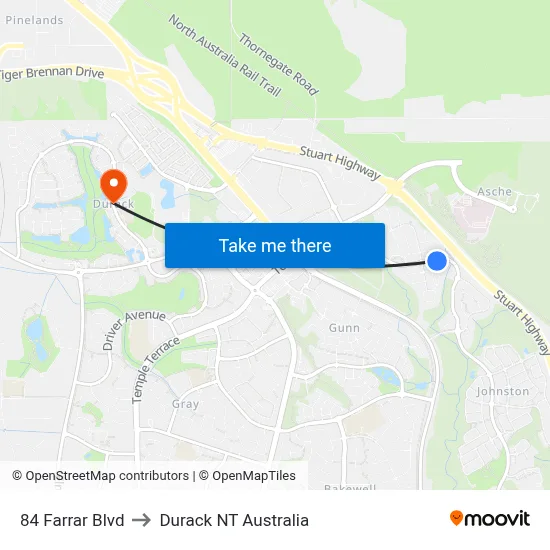 84 Farrar Blvd to Durack NT Australia map