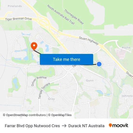 Farrar Blvd Opp Nutwood Cres to Durack NT Australia map