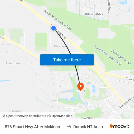 876 Stuart Hwy After Mckinnon Rd to Durack NT Australia map