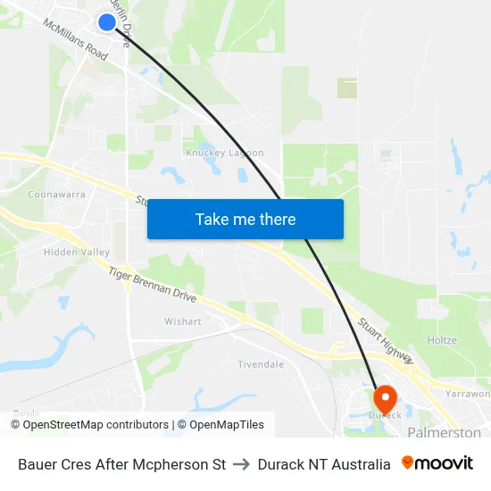 Bauer Cres After Mcpherson St to Durack NT Australia map