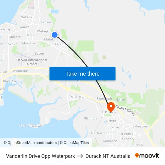 Vanderlin Drive Opp Waterpark to Durack NT Australia map