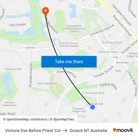 Victoria Dve Before Priest Cct to Durack NT Australia map