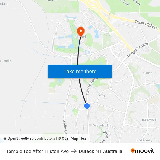 Temple Tce After Tilston Ave to Durack NT Australia map