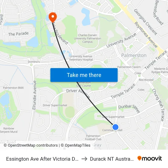 Essington Ave After Victoria Dve to Durack NT Australia map