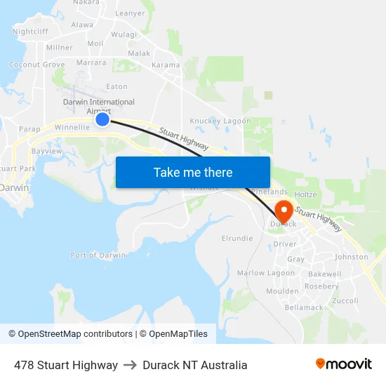 478 Stuart Highway to Durack NT Australia map