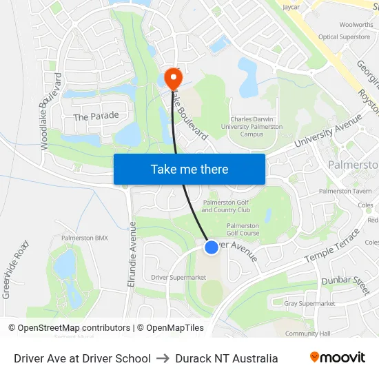 Driver Ave at Driver School to Durack NT Australia map