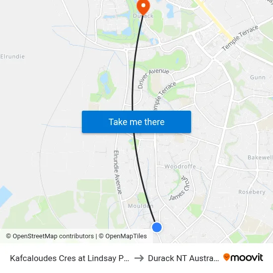 Kafcaloudes Cres at Lindsay Park to Durack NT Australia map