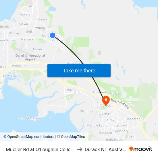 Mueller Rd at O'Loughlin College to Durack NT Australia map
