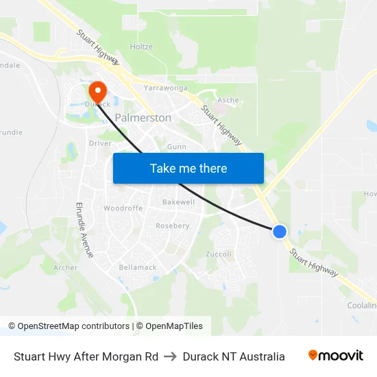 Stuart Hwy After Morgan Rd to Durack NT Australia map
