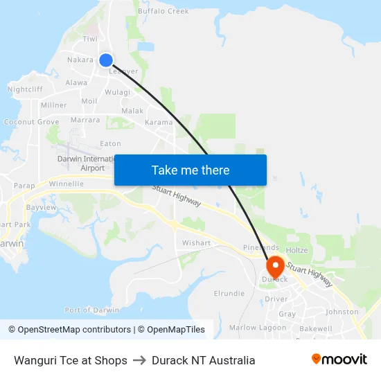 Wanguri Tce at Shops to Durack NT Australia map
