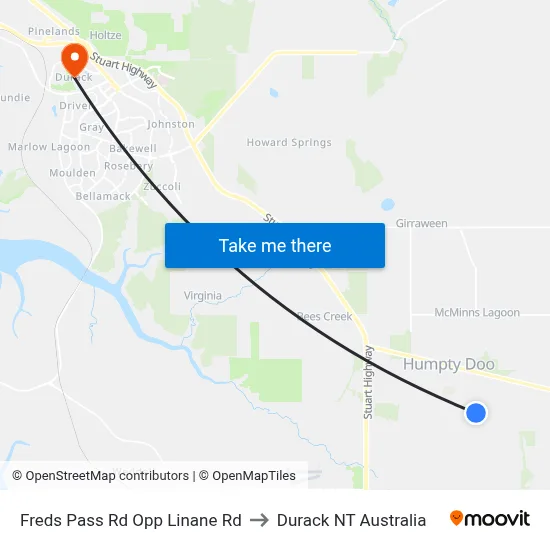 Freds Pass Rd Opp Linane Rd to Durack NT Australia map