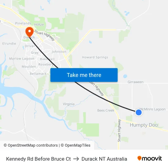 Kennedy Rd Before Bruce Ct to Durack NT Australia map