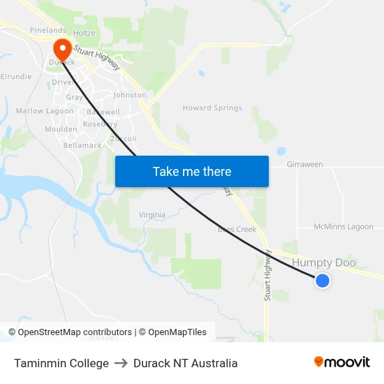 Taminmin College to Durack NT Australia map