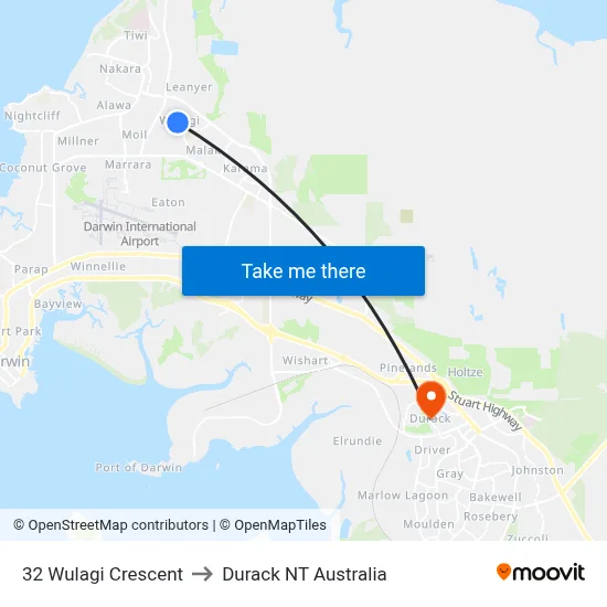 32 Wulagi Crescent to Durack NT Australia map