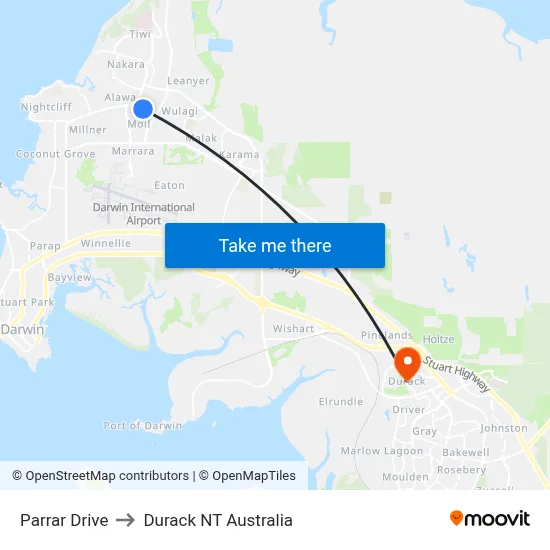 Parrar Drive to Durack NT Australia map