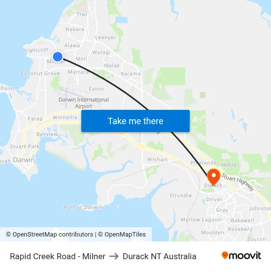Rapid Creek Road - Milner to Durack NT Australia map