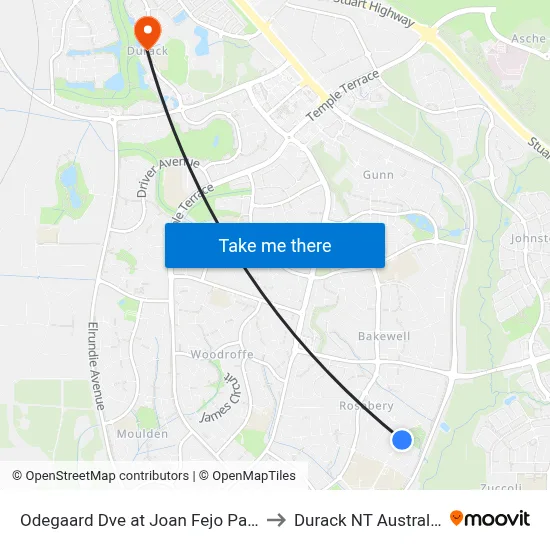 Odegaard Dve at Joan Fejo Park to Durack NT Australia map