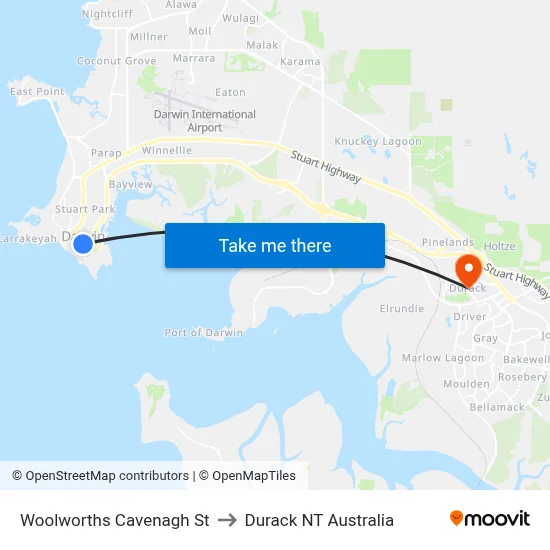 Woolworths Cavenagh St to Durack NT Australia map