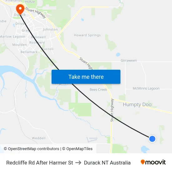Redcliffe Rd After Harmer St to Durack NT Australia map