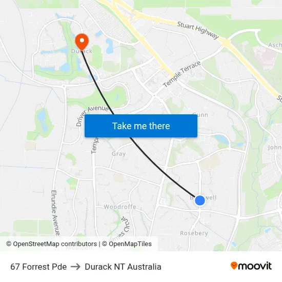 67 Forrest Pde to Durack NT Australia map