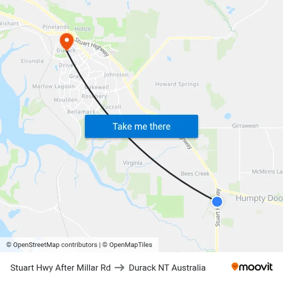 Stuart Hwy After Millar Rd to Durack NT Australia map