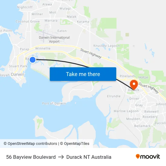 56 Bayview Boulevard to Durack NT Australia map
