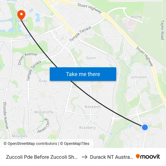 Zuccoli Pde Before Zuccoli Shops to Durack NT Australia map