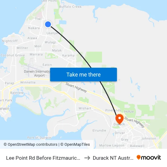 Lee Point Rd Before Fitzmaurice Dve to Durack NT Australia map