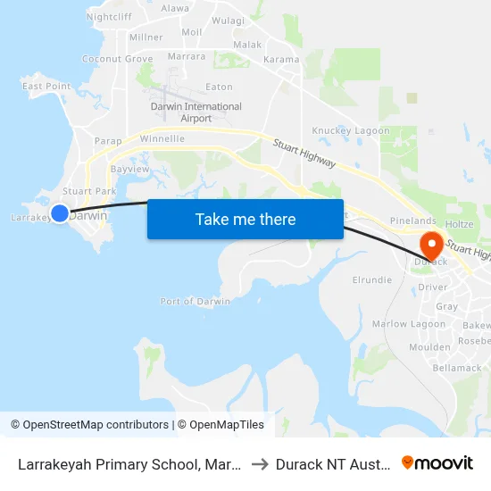 Larrakeyah Primary School, Marella St to Durack NT Australia map