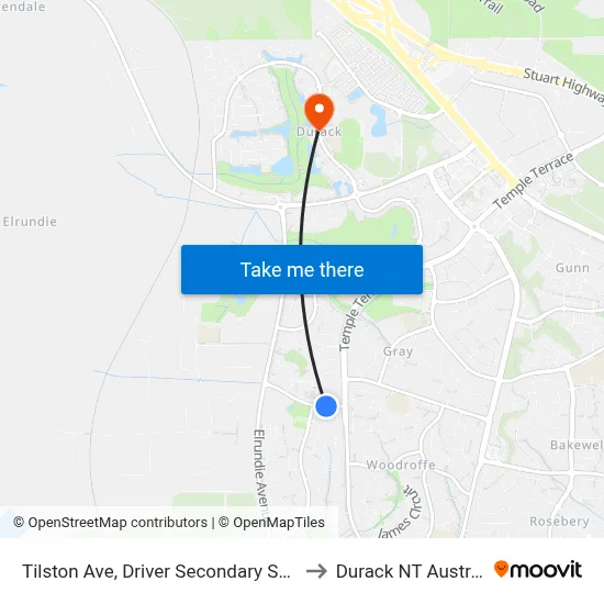 Tilston Ave, Driver Secondary School to Durack NT Australia map
