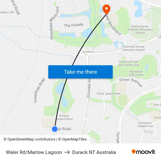 Waler Rd/Marlow Lagoon to Durack NT Australia map