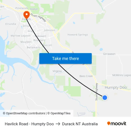 Havlick Road - Humpty Doo to Durack NT Australia map
